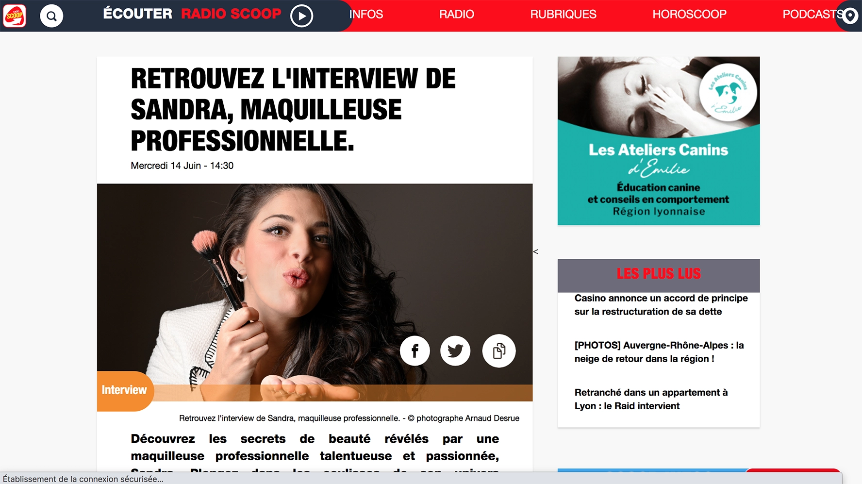 interview de sandra maquilleuse professionnelle sur lyon par radio scoop